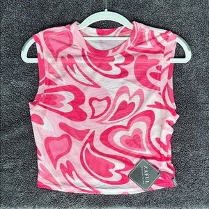 Zaful Pink and White Heart Pattern Woman’s Tank Top